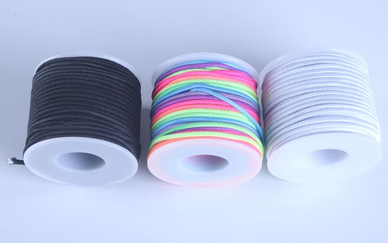 KONMAY 3 Rolls 1.5mm Rubber Elastic Cord, 99 Yards Mixed Stretchy Bracelet Strings for Necklace, Beading, Jewelry Making and Crafting - Image 2